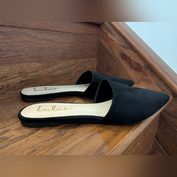 Lulu's Black Mules Size 7.5, Lorene Faux Suede Pointed-Toe - Picture 15 of 16